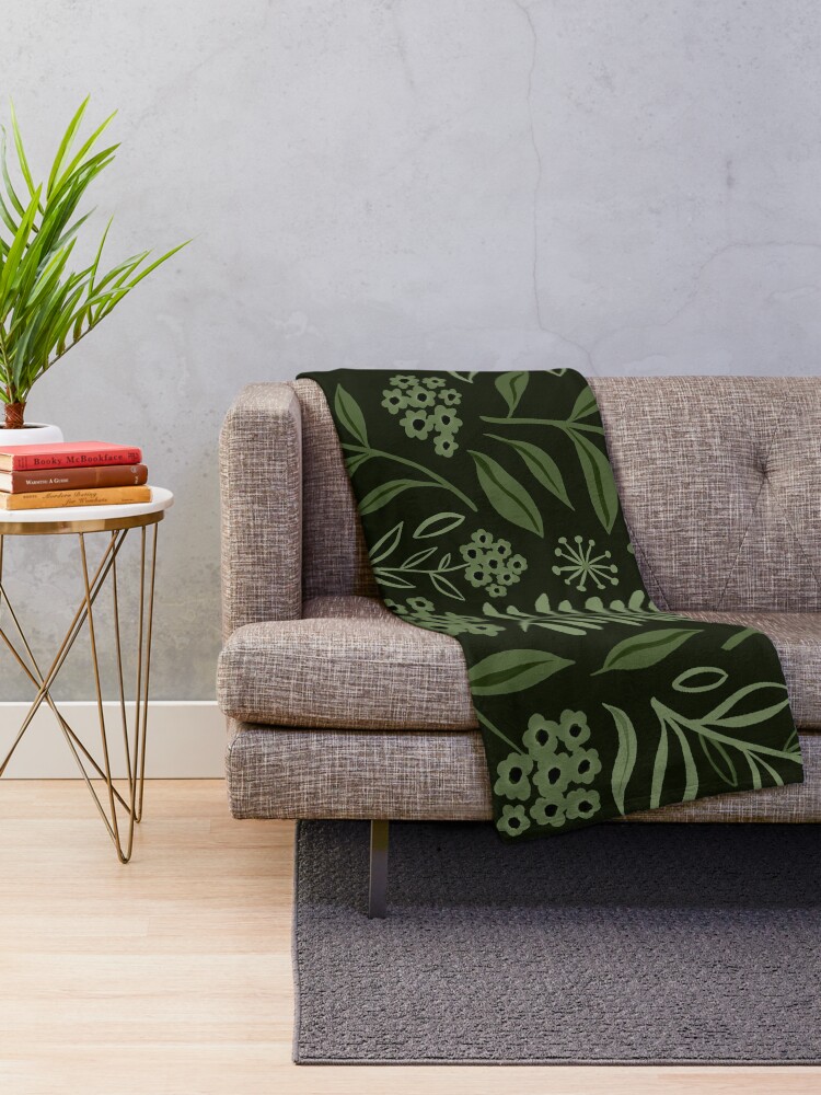 Green floral throw discount blanket