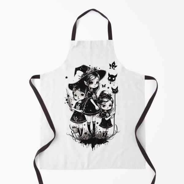Item preview, Three Little Witch Friends in Monochrome designed and sold by JOLI Design.