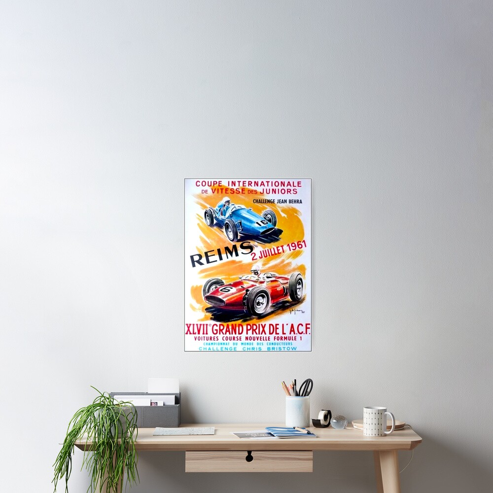 Vintage 1960 Reims French Grand Prix Motor Racing Poster  A3 Print 