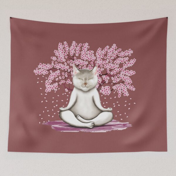 Item preview, MEDITATING CAT - CHERRY BLOSSOM - SAKURA designed and sold by Danicus666.