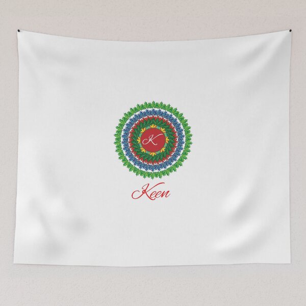 Item preview, Alphabet K with attribute Keen leaf art Mandala circle design designed and sold by MubaraksArt.