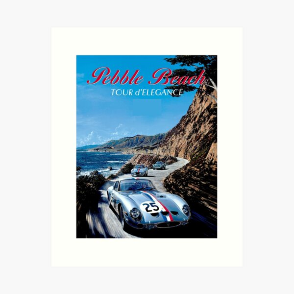 Vista previa del artículo con la obra «Pebble Beach Tour d Elegance Auto Racing Póster Impresión», diseñado y vendido por posterbobs.