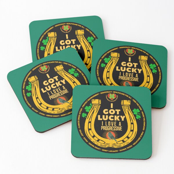 Artikelvorschau, PMD00479 Progressive Movement Designs Irish American Love a Progressive für den St. Patricks Day oder jeden anderen Tag. Lustiges Glückshufeisen mit Kleeblättern für progressive Demokraten und Anhänger von Bernie Sanders. entworfen und verkauft von ProgressiveLeft.