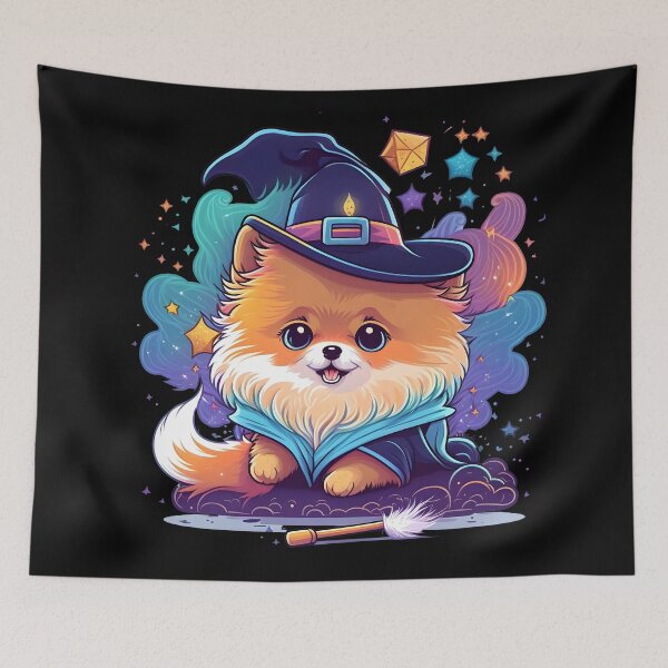 Item preview, Pomeranian Dog Wizard Witch Kawaii designed and sold by Leonardo Palumbo.