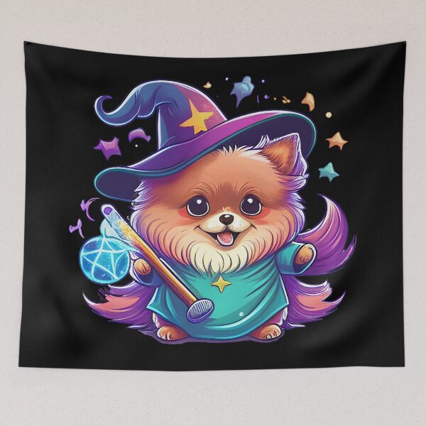 Item preview, Pomeranian Dog Wizard Witch Kawaii designed and sold by Leonardo Palumbo.