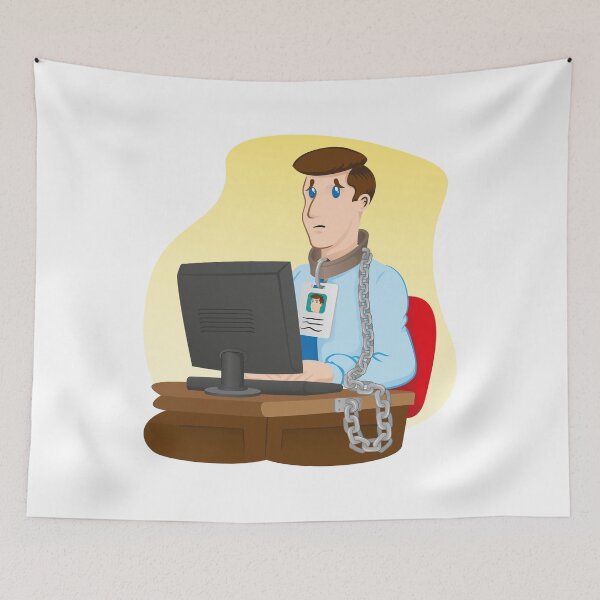 Item preview, Illustration representing executive officer trapped chained to your desk. Ideal for institutional and administrative materials designed and sold by LucianoCosmo.