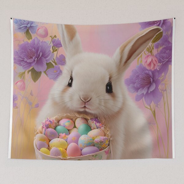 Item preview, Colorful Festive Easter Eggs Easter Bunny Spring Flowers  designed and sold by DreamingAwake1.