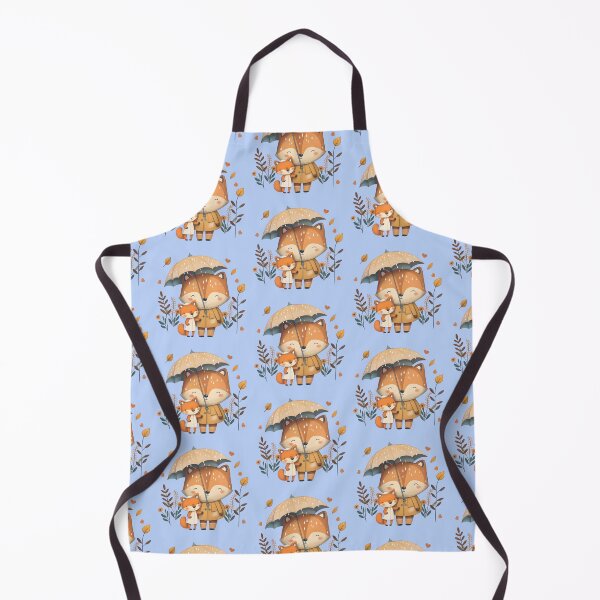 Aperçu de l'œuvre Mignons renards partageant un parapluie bleu créée et vendue par Anicue.