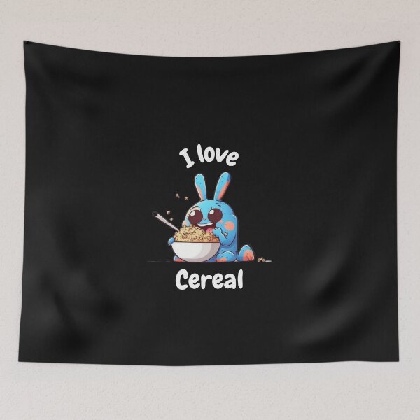 Item preview, National cereal day, funny cereal day, cartoon, strong happy bunny eating cereal designed and sold by ZEEONE.