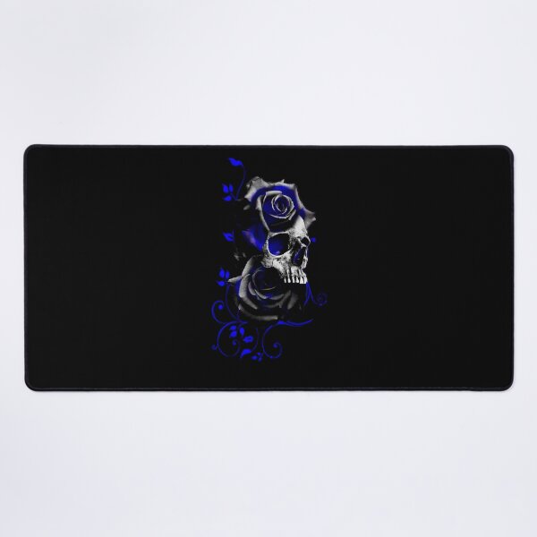 Item preview,  Skull with Black and Blue Roses designed and sold by Gothic Fantasy.