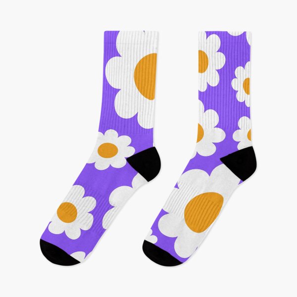 Item preview, White Retro Flowers On Purple Background designed and sold by TheCatmeow2000.