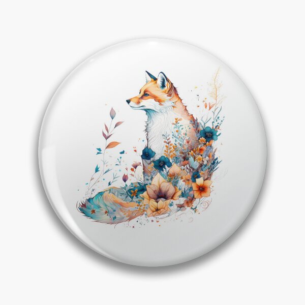 Item preview, Floral Fox Watercolor, Fox sorrounded by Floral art designed and sold by RingSenev.