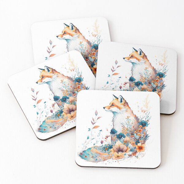 Item preview, Floral Fox Watercolor, Fox sorrounded by Floral art designed and sold by RingSenev.