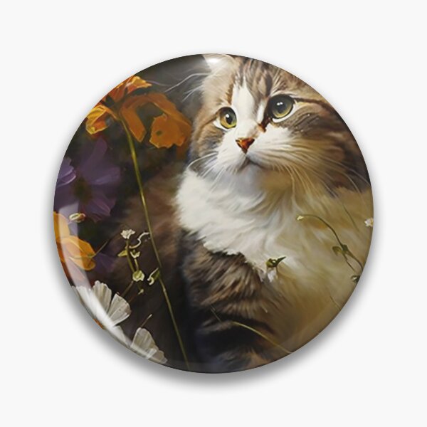 Item preview, CAT AND FLOWERS oil painting designed and sold by Lobory.
