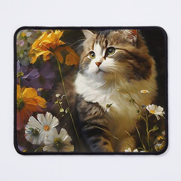 Item preview, CAT AND FLOWERS oil painting designed and sold by Lobory.