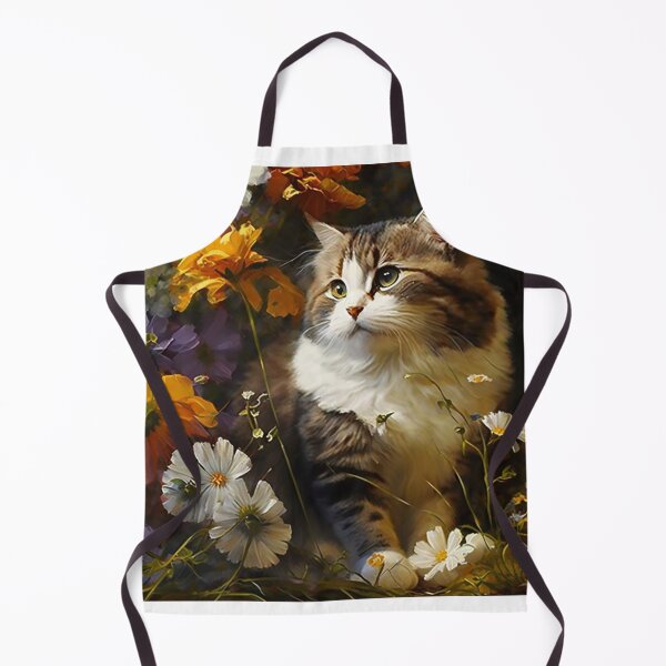Item preview, CAT AND FLOWERS oil painting designed and sold by Lobory.