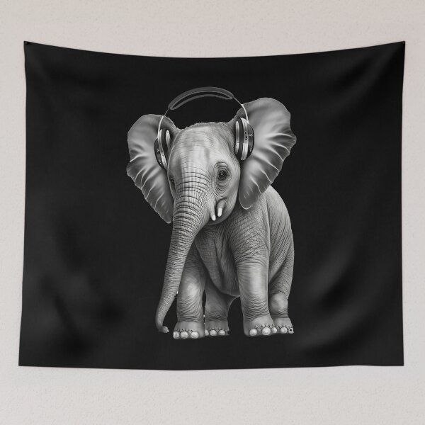 Aperçu de l'œuvre elephant wearing headphones créée et vendue par Rays84.