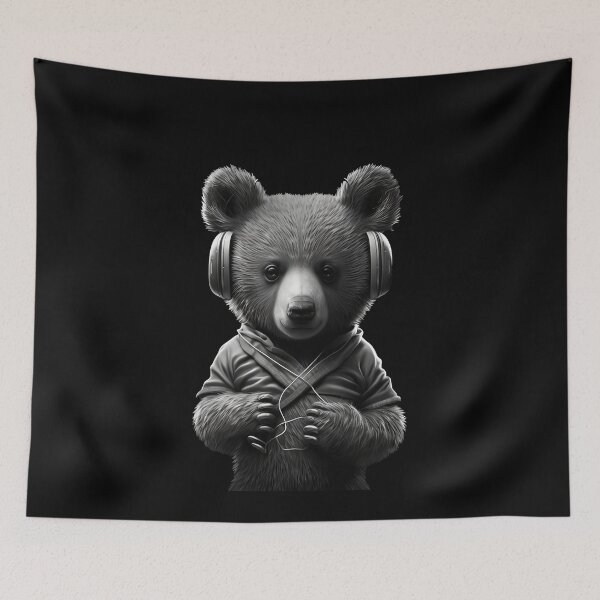 Item preview, Bear wearing headphones designed and sold by Rays84.