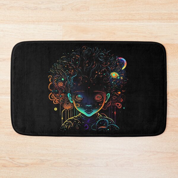 Item preview, Wonderland Cartoon: Minimalist Caricature of a Curly Haired Girl with Big Eyes and a Big Smile designed and sold by digitaldreamHD.