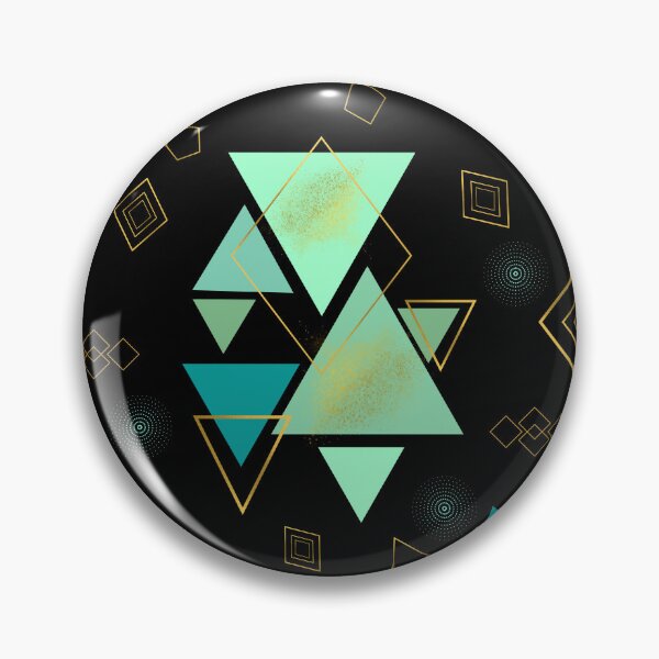 Item preview, elegant pattern of triangles in green and gold tones, art of triangular shapes. designed and sold by Malogue.