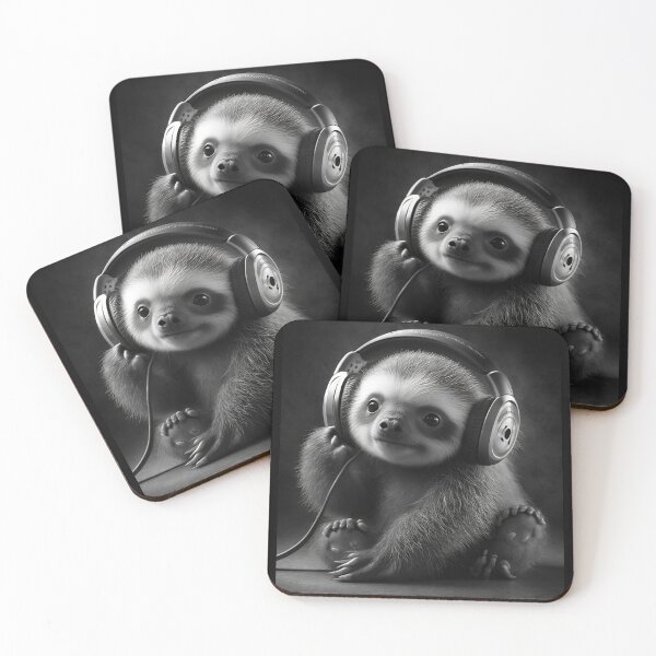 Item preview, Sloth wearing headphones designed and sold by Rays84.