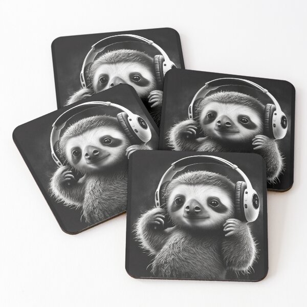 Item preview, Sloth wearing headphones designed and sold by Rays84.