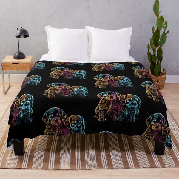 Item preview, Neon Swirls and Two Adorable Puppies - A Perfect Gift for Dog Lovers to Brighten Their Day! designed and sold by digitaldreamHD.