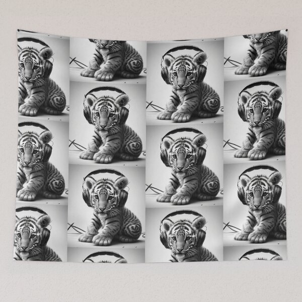 Item preview, Tiger wearing headphones designed and sold by Rays84.