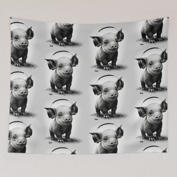 Aperçu de l'œuvre Pig wearing headphones créée et vendue par Rays84.