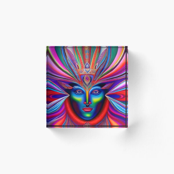 Aperçu de l'œuvre New World Gods (28) - Art psychédélique d'inspiration mésoaméricaine créée et vendue par TheThirdEye.