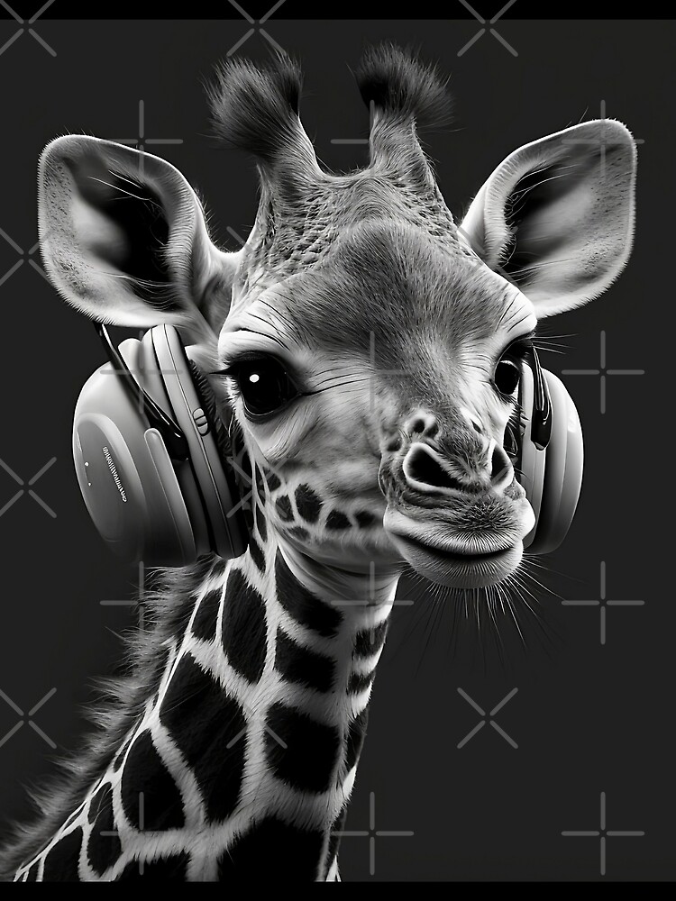 Thumbnail 3 von 3, Tuch, Giraffe wearing headphones designt und verkauft von Rays84.