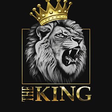 African Lion Head with Gold Crown - The King of the Savannah