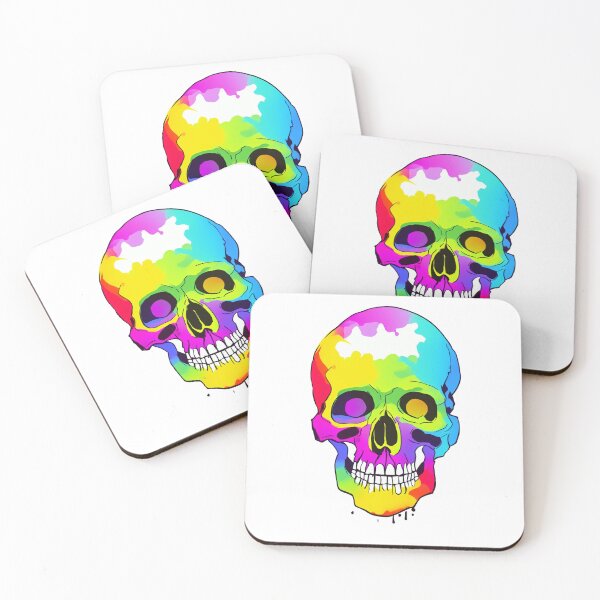 Item preview, colorful skull in white background designed and sold by anamwp.