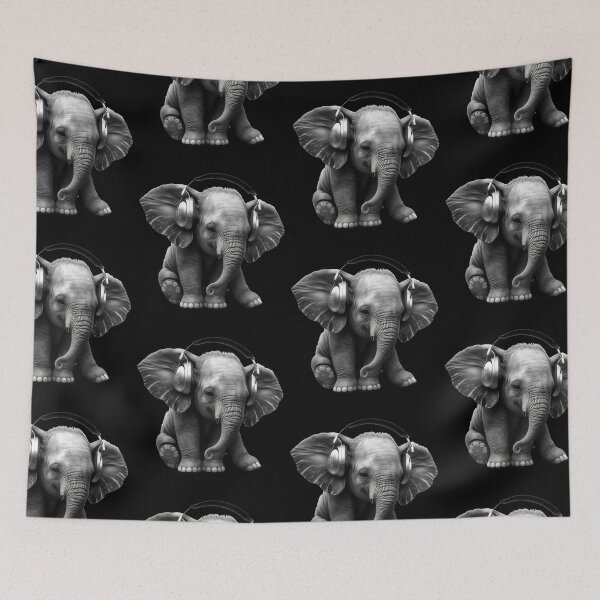 Aperçu de l'œuvre elephant wearing headphones créée et vendue par Rays84.