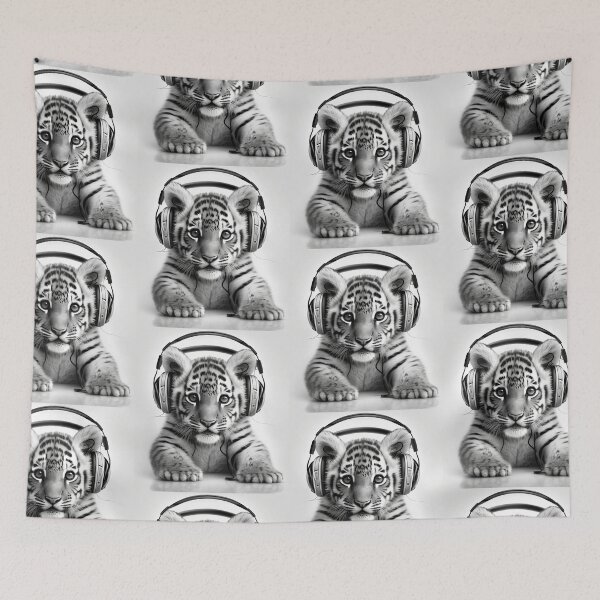 Item preview, Tiger wearing headphones designed and sold by Rays84.
