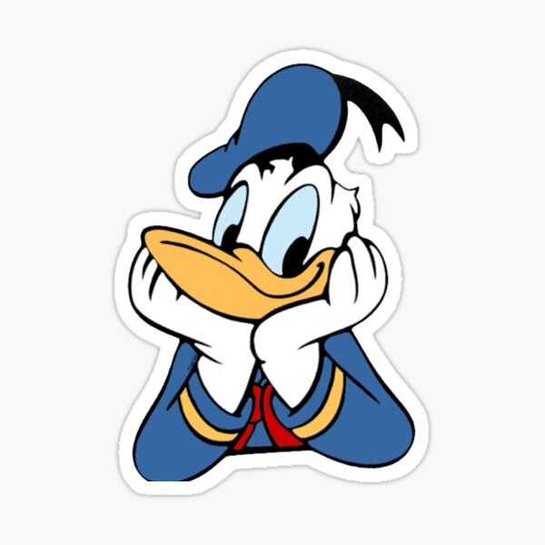 Relaxed Donald Duck,funny wanted usa,Donald Duck face,Donald Duck playing American football,Donald Duck,funny Donald Duck illustration,happy walking Donald Duck  Sticker