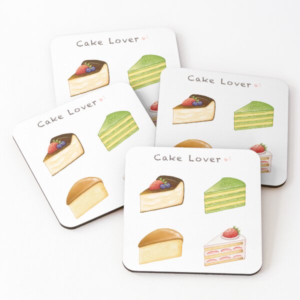 Item preview, Cake Lover 蛋糕插畫系列 - Assorted Dessert Illustration 巴斯克乳酪蛋糕 / 草莓蛋糕 / 香蘭糕 / 台式古早味蛋糕  designed and sold by Rose Chiu.