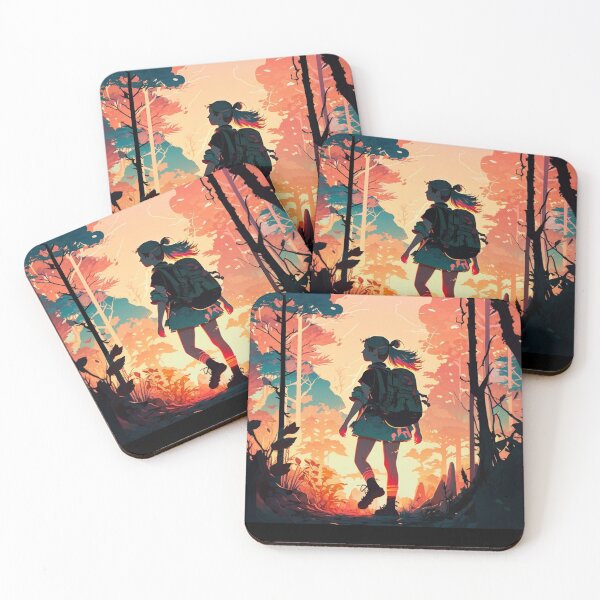Item preview, Girl trekking in the woods with a beautiful sunset effect. designed and sold by Naeshastore.