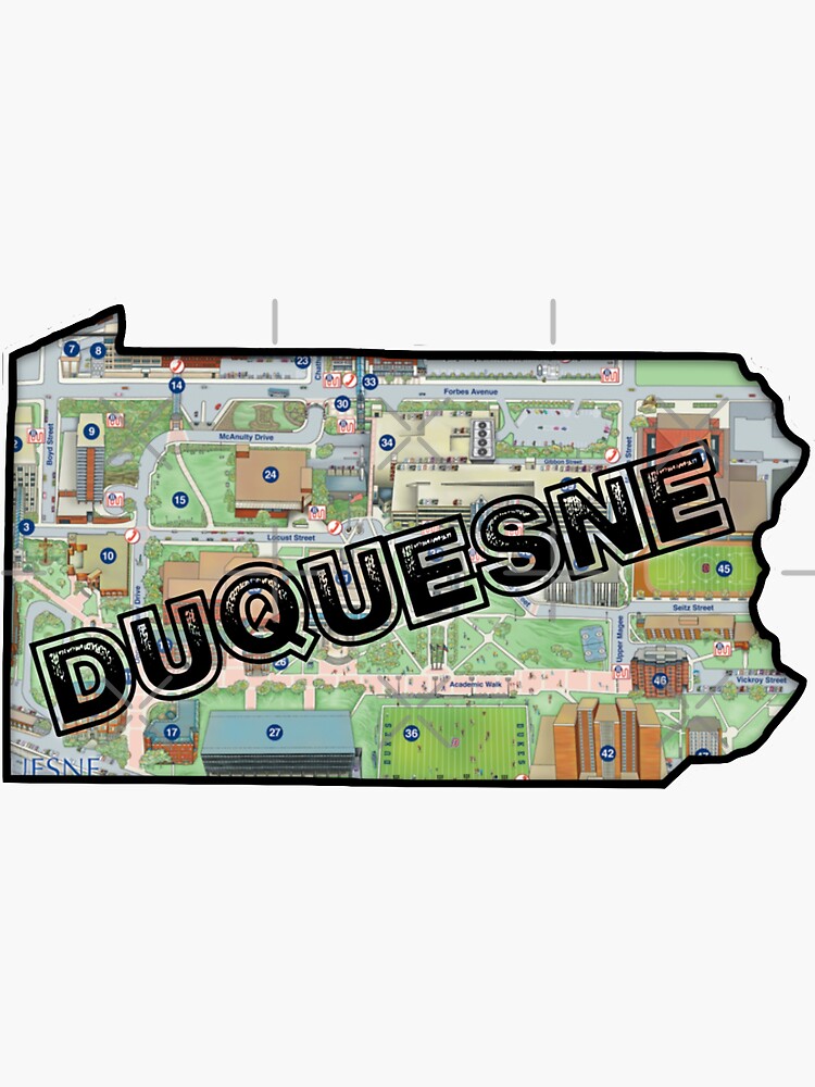 "Duquesne Campus Map" Sticker by Musicello Redbubble