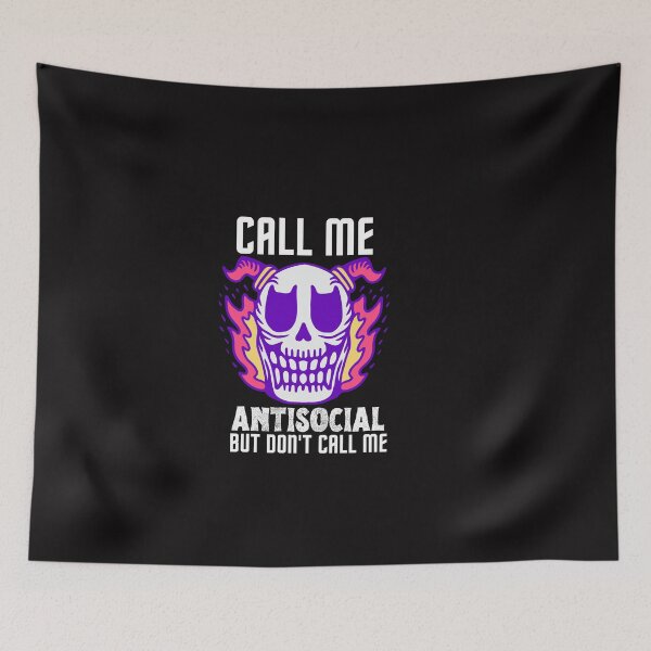 Item preview, Call me Antisocial But don’t Call me Introvert Skull Typography Quote designed and sold by thedazzlingmonk.