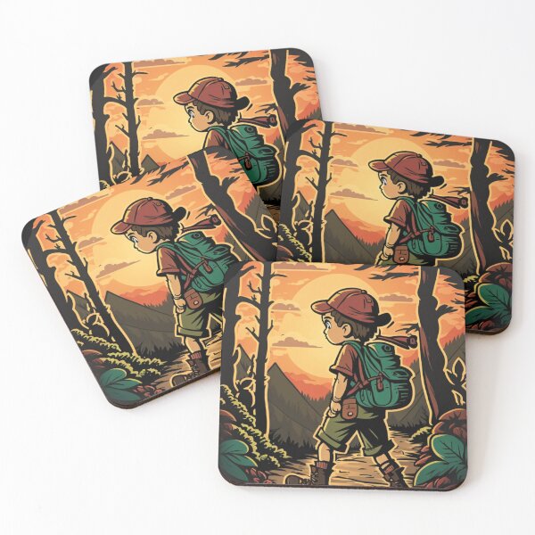 Item preview, Boy trekking in the woods with a beautiful sunset effect. designed and sold by Naeshastore.