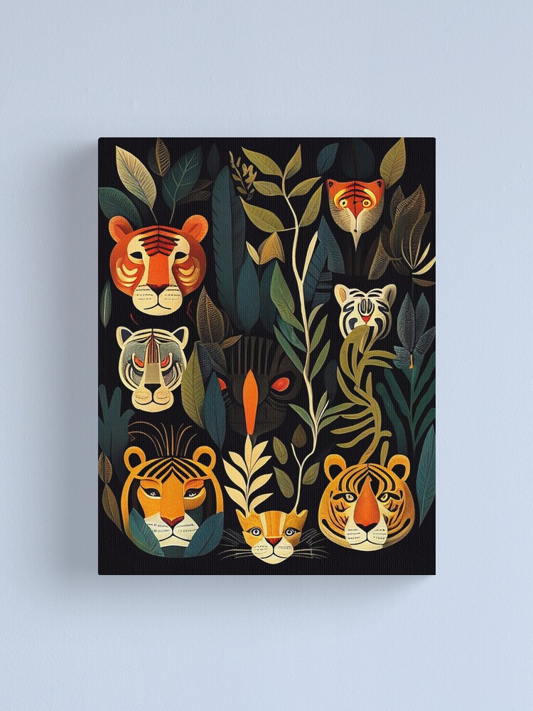 Thumbnail 1 of 3, Canvas Print, Jungle Cat Print designed and sold by AntelopeOasis.
