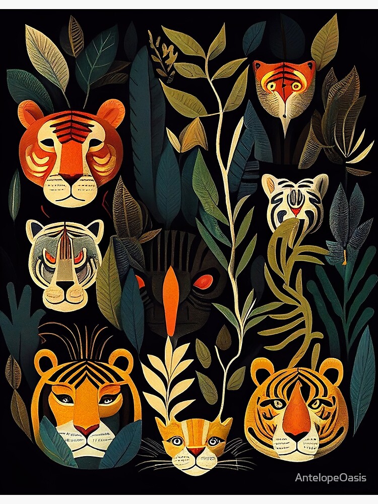 Thumbnail 3 of 3, Canvas Print, Jungle Cat Print designed and sold by AntelopeOasis.