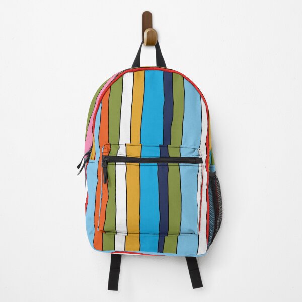 Item preview, Colorful Retro Modern Pop Stripes Lined Pattern Vertical Blue Mustard Olive Red Pink designed and sold by kierkegaard.