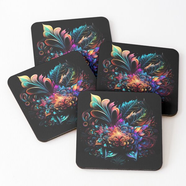 Item preview, Psychedelic Art Colorful Glowing flowers designed and sold by digitaldreamHD.