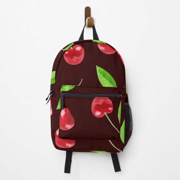 Item preview, Cherry with leaves - pattern on burgundy designed and sold by JaReVa.