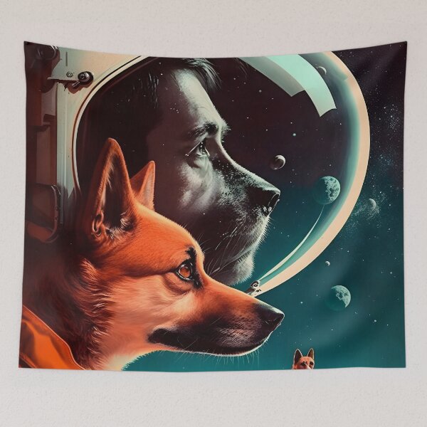 Item preview, Space Conquest - Astronauts Man & Dog Fantastic Retro designed and sold by AIWanderer.