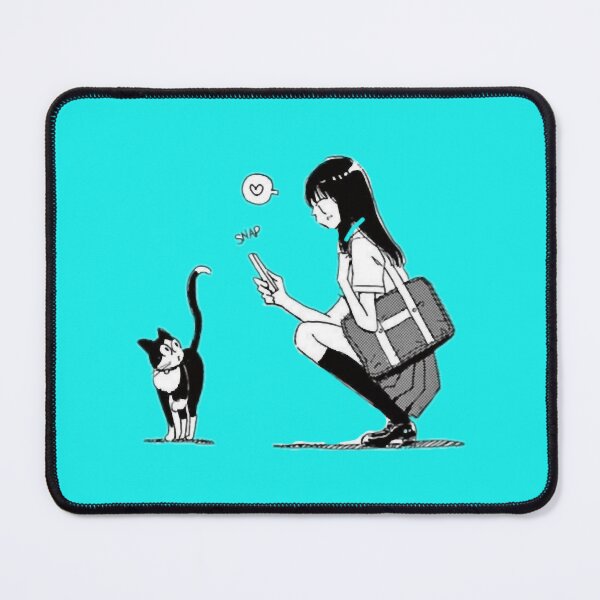 Item preview, Cat and black white anime girl japanese with flowers next to what designed and sold by MONSTOY.