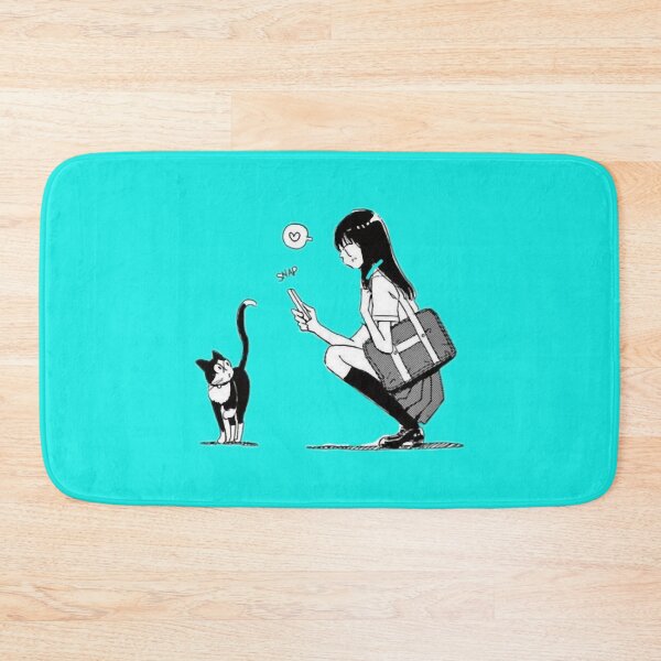Item preview, Cat and black white anime girl japanese with flowers next to what designed and sold by MONSTOY.