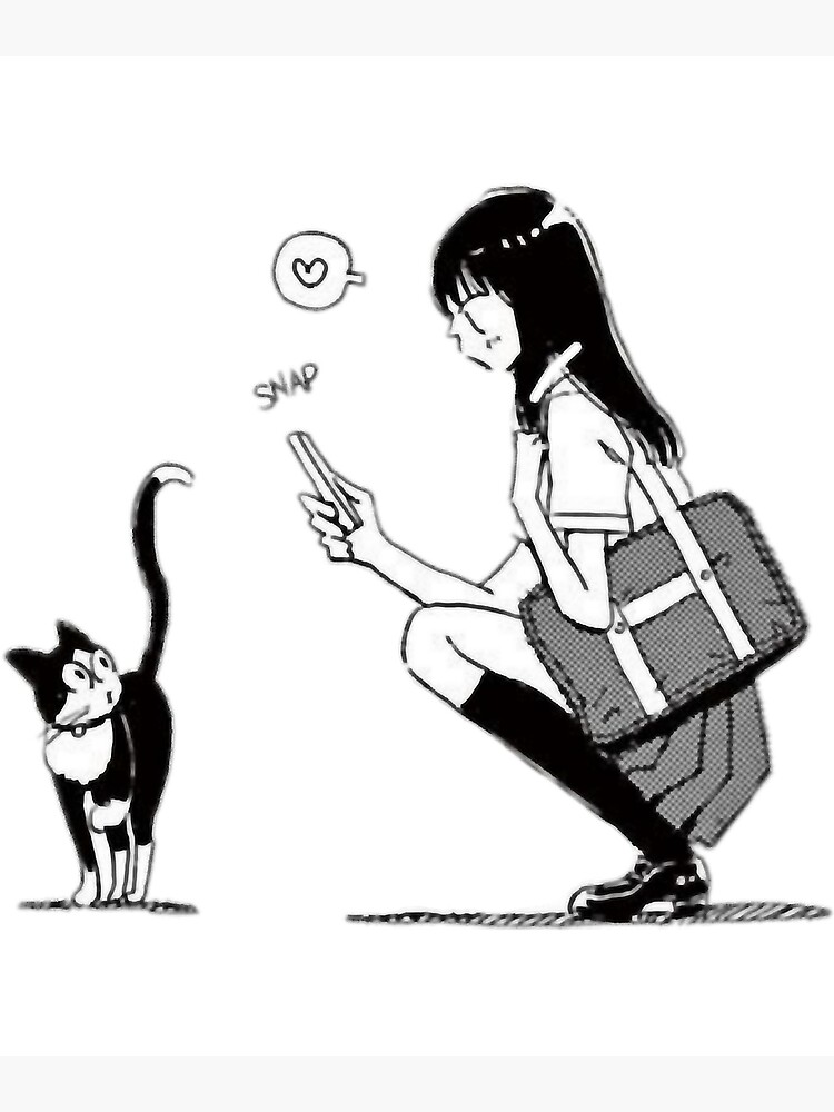 Anime Sketchbook: Japanese Manga Flower Cat Girl - Large Blank